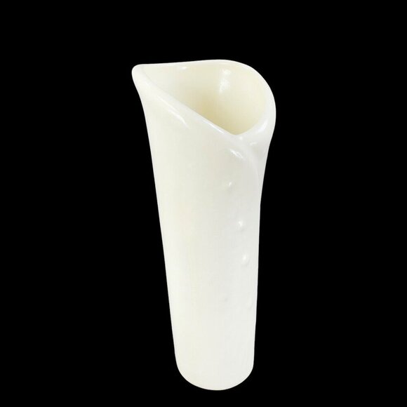 Antique White Glazed Pottery Bud Vase Flower Shaped Vessel Vase Ceramic USA VTG - Picture 1 of 13